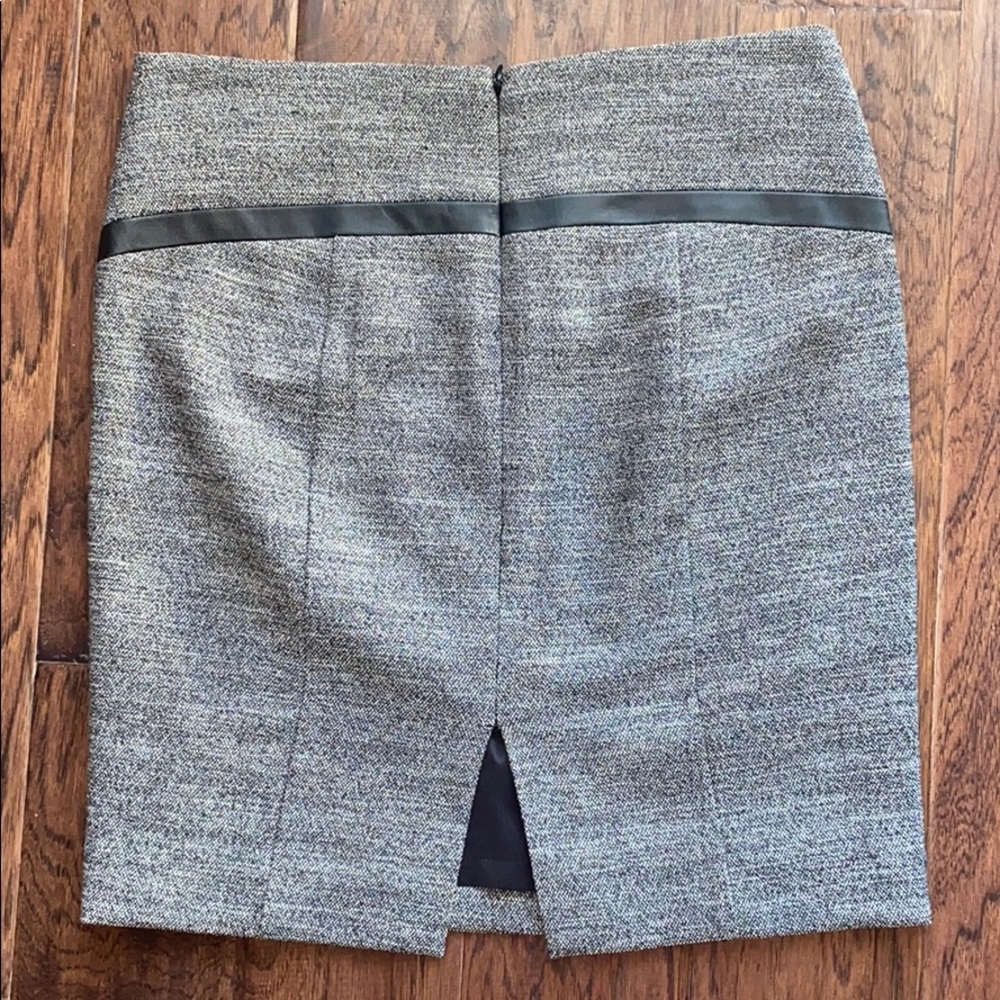 Express Grey Pencil Skirt w/ Faux Leather Accents - Picture 3 of 5